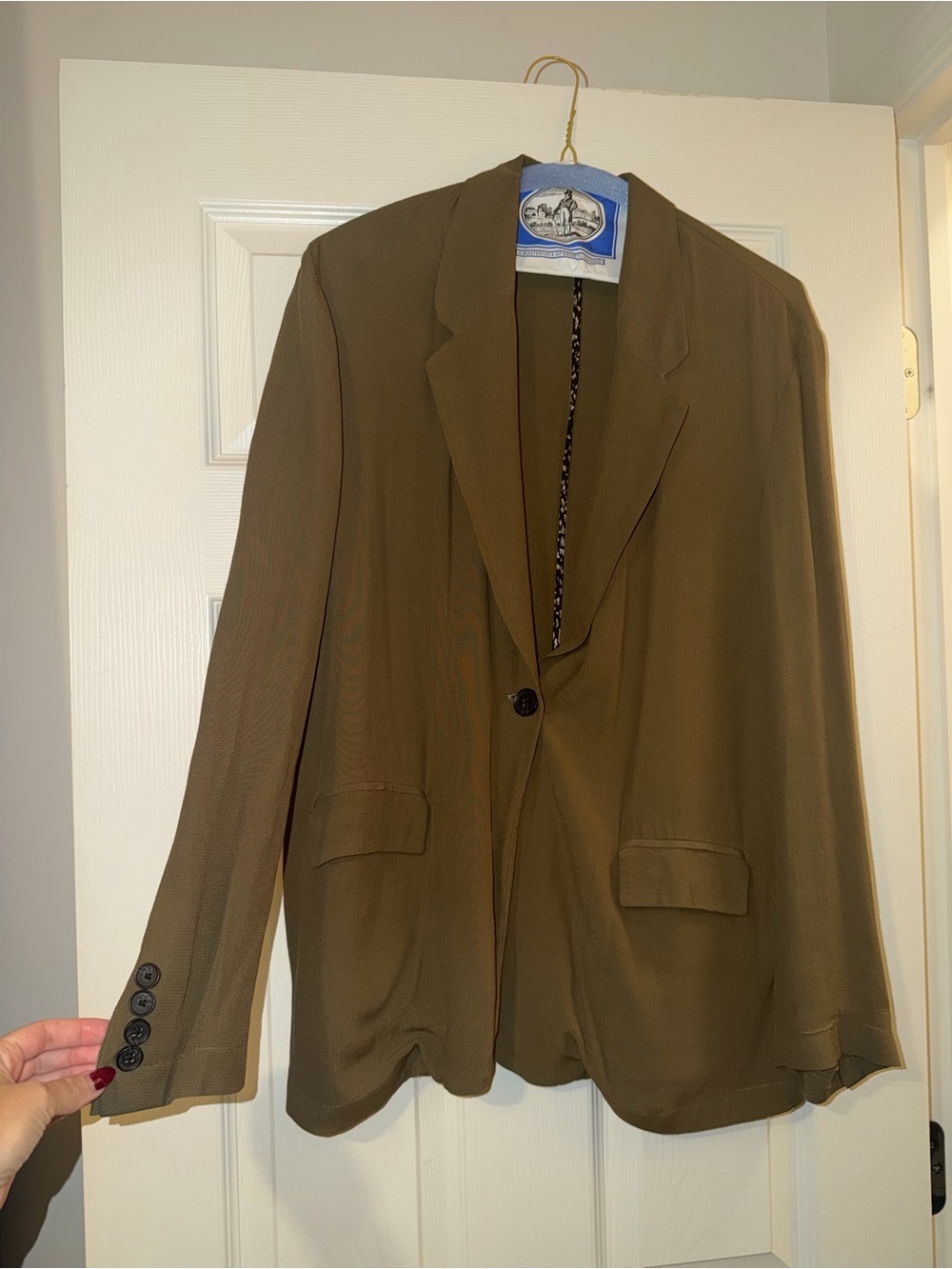 Woman’s Olive Brown Single-Button Drapey Blazer